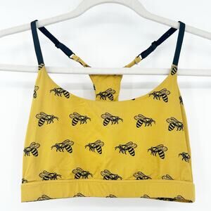 MeUndies Womens‎ MoveMe Bee Print Scoop Neck Racerback Bralette Size S Yellow